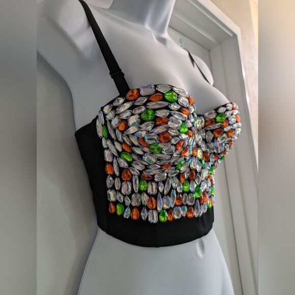 Rhinestone Bustier Crop Top - Picture 3 of 5